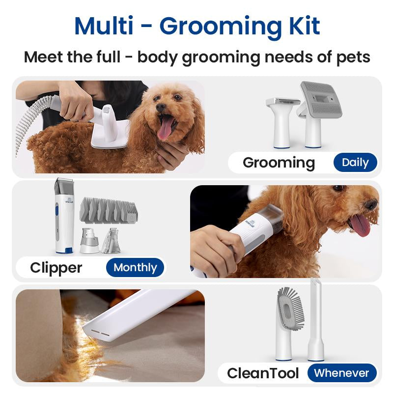 Oneisall 6 in 1 Pet Grooming Kit & Vacuum, Dog Clippers with Grooming Tools for Dogs Cats and Other Animals