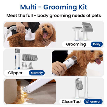 Oneisall 6 in 1 Pet Grooming Kit & Vacuum, Dog Clippers with Grooming Tools for Dogs Cats and Other Animals