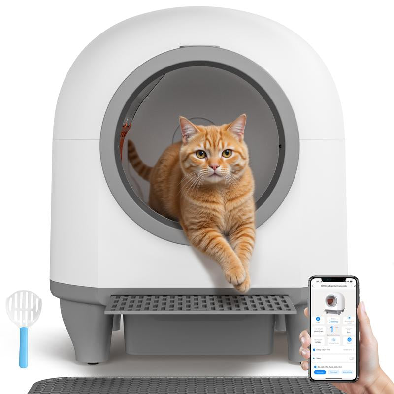 Warcat Smart Low-Noise Auto-Cleaning Litter Box 90L Self Cleaning Cat Litter Box App-Controlled with 10 Smart Sensors, Safety Protection, Easy Maintenance, Easy Setup & Clean Dealsforyoudays