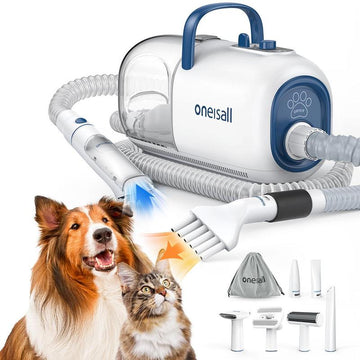Oneisall 6 in 1 Pet Grooming Kit & Vacuum, Dog Clippers with Grooming Tools for Dogs Cats and Other Animals